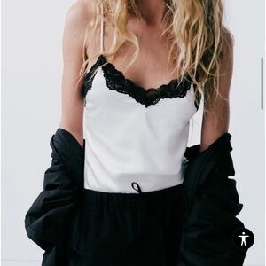 Zara Satin Effect Lace Bodysuit